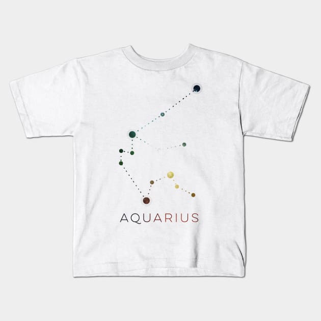 AQUARIUS STAR CONSTELLATION ZODIAC SIGN Kids T-Shirt by deificusArt